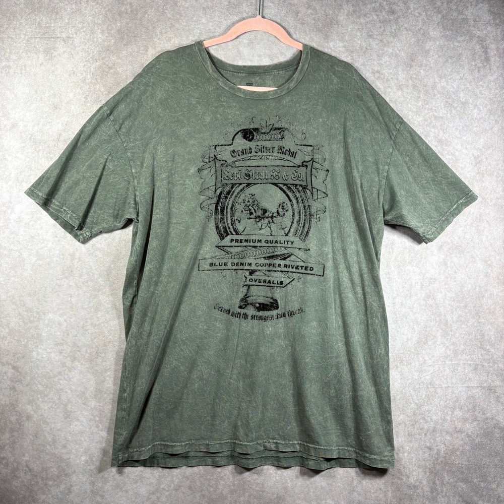 Levi's Burnout Skater Shirt Mens Size XL Green Print Short Sleeve Crew Neck